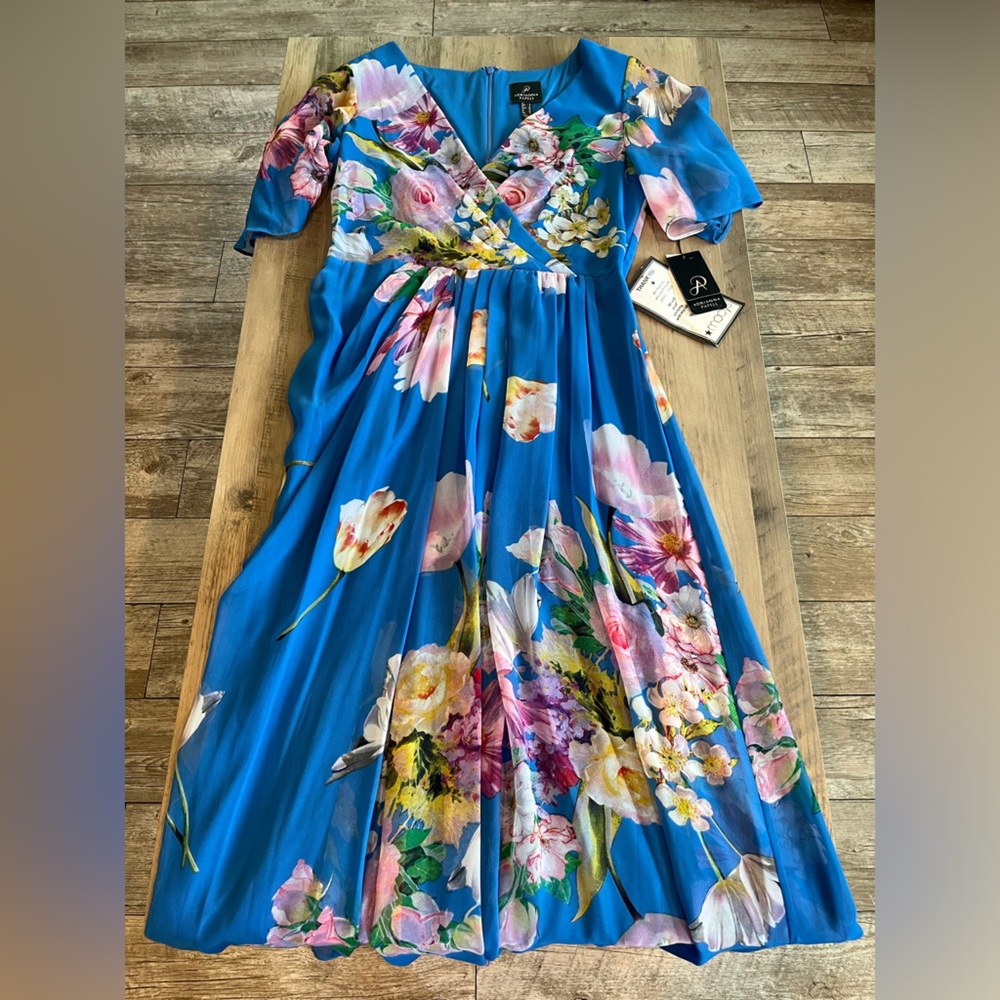 Adrianna Papell Blue Floral Maxi Dress